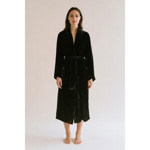 VTG Outback California Velvet Robe Duster Coat M Blackk  Boho Western Lux